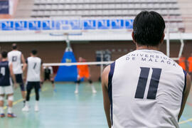 Partido masculino Universidad de Málaga - Universidad de Vigo. Campeonato de España Universitario de Voleibol. Complejo Polideportivo Universitario. Abril de 2018