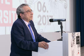 Intervención de José Ángel Narváez en la Gala del Deporte Universitario 2017. Escuela Técnica Superior de Ingeniería de Telecomunicaciones. Junio de 2017