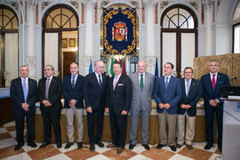 Grupo de autoridades. Presentación del Centro Internacional de Autoridades y Líderes. Ayuntamiento de Málaga. Julio de 2018