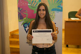 Entrega de diplomas. Clausura del curso "La integración social, reto actual de los Servicios Sociales". Cursos de Verano de la Universidad de Málaga. Vélez Málaga. Julio de 2018