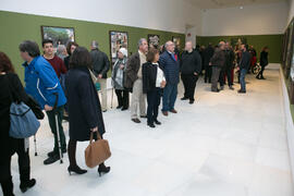 Ambiente en la inauguración de la exposición "Aguatintas por Seguiriyas", de Eugenio Chicano. Palacio Episcopal de Málaga. Enero de 2019