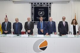 Mesa presidencial. Presentación del libro "50 años de doctores Honoris Causa por la Universidad de Málaga". Facultad de Ciencias Económicas y Empresariales. Febrero de 2024