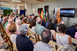 Intervención de Eugenio José Luque. Inauguración del mural de Ángel Idígoras en la Facultad de Ciencias Económicas y Empresariales de la Universidad de Málaga. Campus de El Ejido. Junio de 2022
