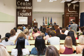 Katia Westerdahl en la graduación de alumnos del CIE-UMA el Día del Español. Centro Internacional de Español de la Universidad de Málaga. Junio de 2016