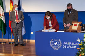 Toma de posesión de Laura Teruel Rodríguez como nueva profesora titular del Área de Periodismo de la Universidad de Málaga. Paraninfo. Diciembre de 2021