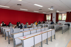 Aula de la Facultad de Ciencias de la Comunicación de la Universidad de Málaga. Campus de Teatinos. Octubre de 2020
