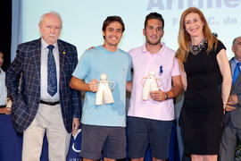 Chantal Pérez y Carlos Benavides en la entrega de distinciones de la gala del deporte de la Universidad de Málaga. Mayo de 2014
