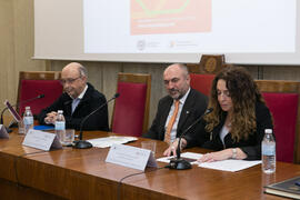 Cristóbal Montoro, Eugenio Luque y Macarena Parrado. XII Jornadas Andaluzas de Enseñanza de Economía. Facultad de Ciencias Económicas y Empresariales. Febrero de 2019
