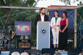 Intervención de Mariano Ruiz. Bienvenida a los alumnos de intercambio internacional de la Universidad de Málaga. Jardín botánico. Octubre de 2017