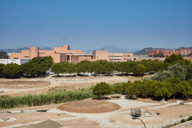 Obras en el Bulevar del Campus de Teatinos y ETSI de Informática y Telecomunicación. Julio de 2021