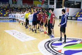 Partido Universidad del Miño - Universidad de Málaga. Categoría masculina. Campeonato Europeo Universitario de Balonmano. Antequera. Julio de 2017