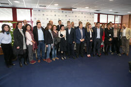Foto de grupo tras la inauguración de las Jornadas de Puertas Abiertas de la Universidad de Málaga. Complejo Polideportivo Universitario. Marzo de 2017
