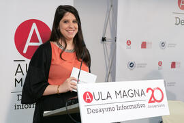 María Teresa Fernández. Desayuno Informativo de Aula Magna con motivo de su XX Aniversario. Consejo de Estudios Sociales y Comercio de la Universidad de Málaga. Mayo de 2018