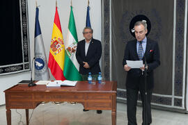 Miguel Porras Fernández en la toma de posesión de Tecla Lumbreras como nueva Vicerrectora de Cultura y Deportes. Edificio del Rectorado. Febrero de 2016