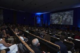 Proyección del vídeo resumen de la Memoria Académica 2022-2023. Apertura del Curso Académico 2023/2024 de la Universidad de Málaga. Paraninfo. Septiembre de 2023