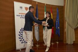 Entrega del Premio del Aula de Economía y Deporte de la Universidad de Málaga a Joaquín Sánchez. Edificio del Rectorado. Febrero de 2024