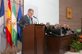 Intervención de Miguel Porras en la Apertura del Curso Académico 2017/2018 de la Universidad de Málaga. Salón de actos de la Facultad de Turismo. Septiembre de 2017