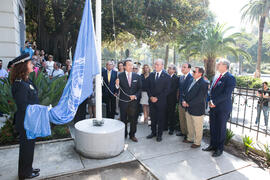 Izado de la bandera de la ONU. Presentación del Centro Internacional de Autoridades y Líderes. Ayuntamiento de Málaga. Julio de 2018