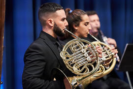 Trompas. Concierto de Bandas Sonoras de la 31 edición de Fancine de la Universidad de Málaga. Auditorio de la Escuela Técnica de Ingeniería de Telecomunicaciones e Informática. Noviembre de 2021