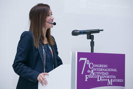 Elisa Pérez de Siles. Panel de expertos. 7º Congreso Internacional de Actividad Física Deportiva para Mayores. Escuela Técnica Superior de Ingeniería de Telecomunicaciones y de Informática. Noviembre de 2017