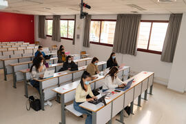 Aula de la Facultad de Ciencias de la Comunicación de la Universidad de Málaga. Campus de Teatinos. Octubre de 2020
