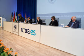 Mesa presidencial. Apertura del Curso Académico 2021/2022 de la Universidad de Málaga. Escuela Técnica Superior de Ingeniería Informática y Telecomunicaciones. Septiembre de 2021