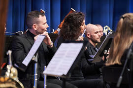 Flautistas. Concierto de Bandas Sonoras de la 31 edición de Fancine de la Universidad de Málaga. Auditorio de la Escuela Técnica de Ingeniería de Telecomunicaciones e Informática. Noviembre de 2021