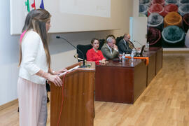 Intervención de una alumna en su graduación de Máster de la Facultad de Ciencias Económicas y Empresariales de la Universidad de Málaga. Paraninfo. Mayo de 2017