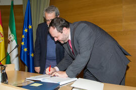 Toma de Posesión de Pablo José Cordero Ortega como nuevo catedrático del Departamento de Matemática Aplicada de la Universidad de Málaga. Edificio del Rectorado. Febrero de 2018
