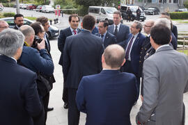 Reunión de autoridades en la visita de José Antonio Nieto a Aeorum. Edificio de Institutos Universitarios. Febrero de 2017
