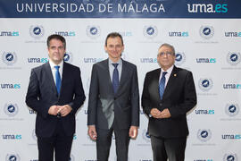 Carlos María Conde, Pedro Duque y José Ángel Narváez. Edificio del Rectorado. Junio de 2018